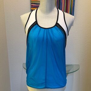 Blue and White Racerback Tank Top